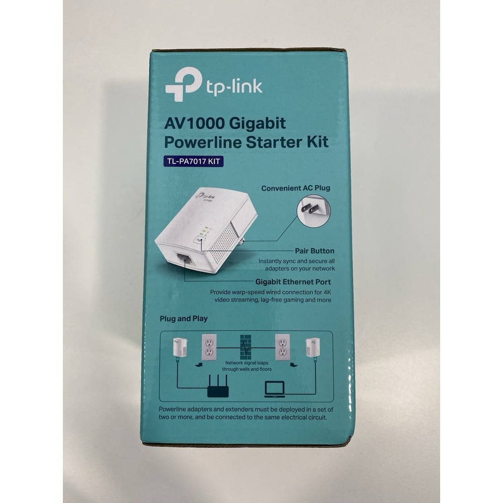 *NEW* TP-Link AV1000 Gigabit Passthrough Powerline Starter KIT TL-PA7017 - Picture 2 of 5